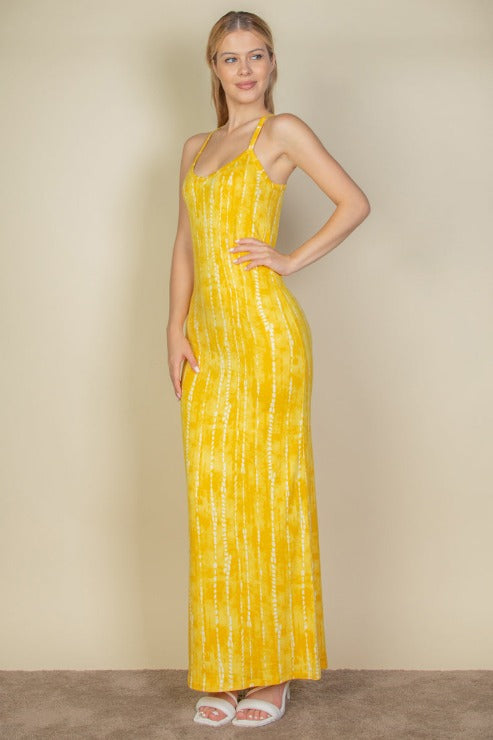 Tie Dye Printed Cami Bodycon Maxi Dress