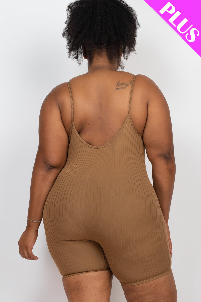 Plus Ribbed Bodycon Romper