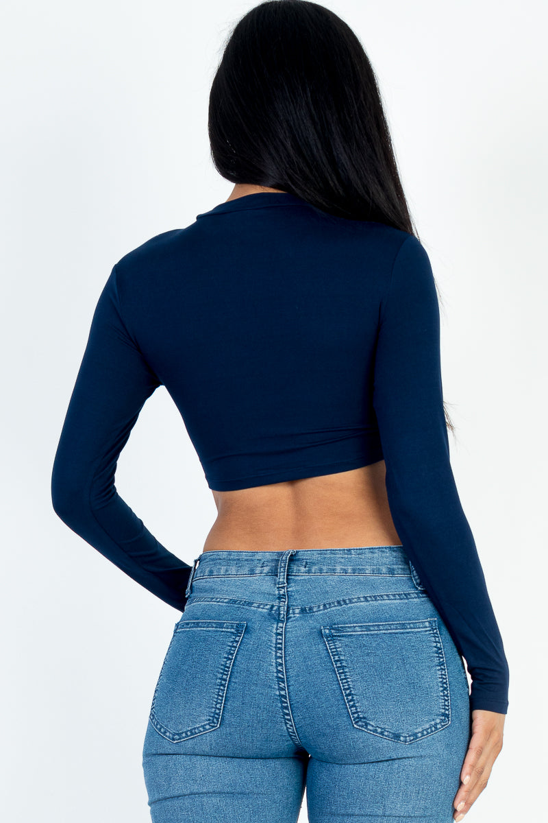 Crew Neck Long Sleeve Cropped Top
