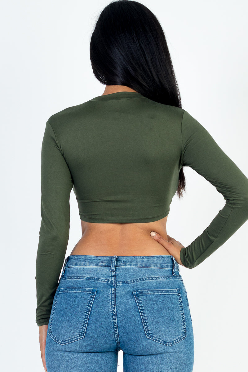 Crew Neck Long Sleeve Cropped Top