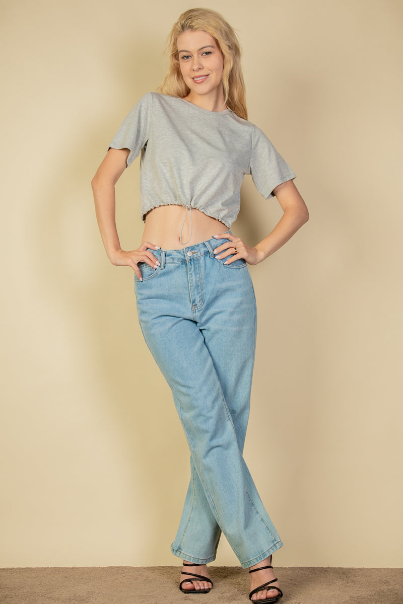 French Terry Toggle Drawstring Crop Top