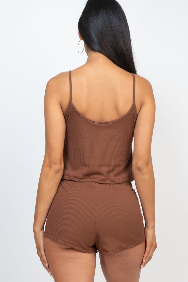 Ribbed Strappy Top & Shorts Set