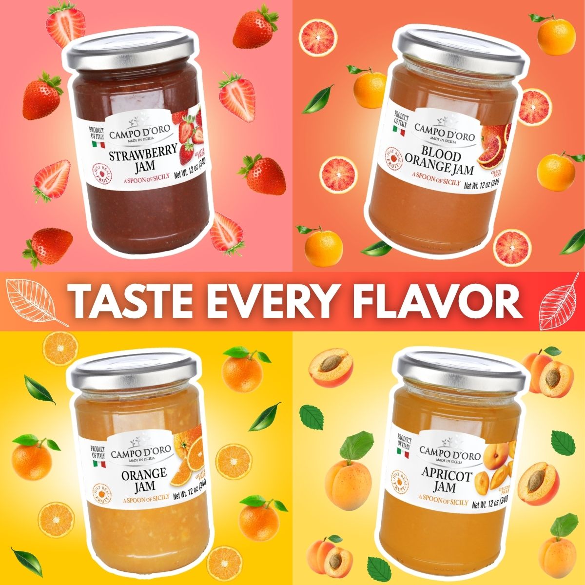 Campo D'Oro, Sicilian Strawberry Jam, 12 oz (340g)