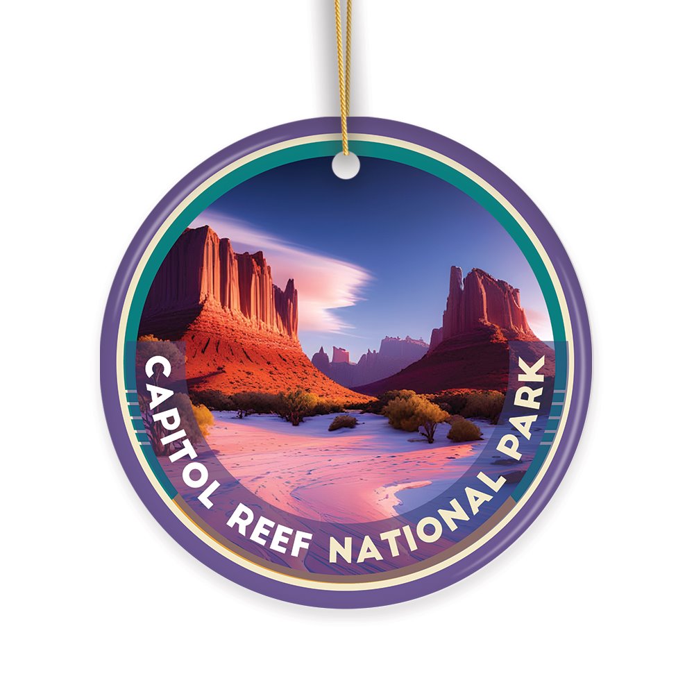 Capitol Reef National Park Retro Style Ornament, Utah  Tourist Attraction and Gift