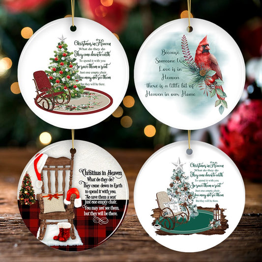 Christmas in Heaven Sentimental Memorial Quote Ceramic Ornament Bundle