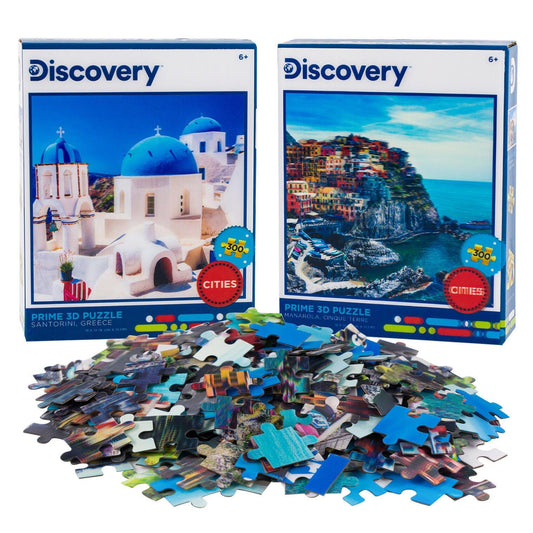 Cinque Terre & Santorini Set of 2 300 Piece Lenticular Jigsaw Puzzles Prime 3D