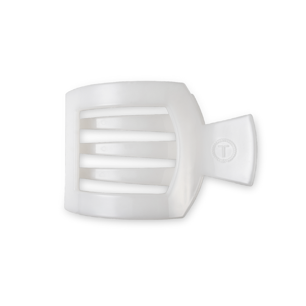 Coconut White Medium Flat Square Hair Clip | TELETIES 3.6" Nearly Unbreakable White Claw Clip
