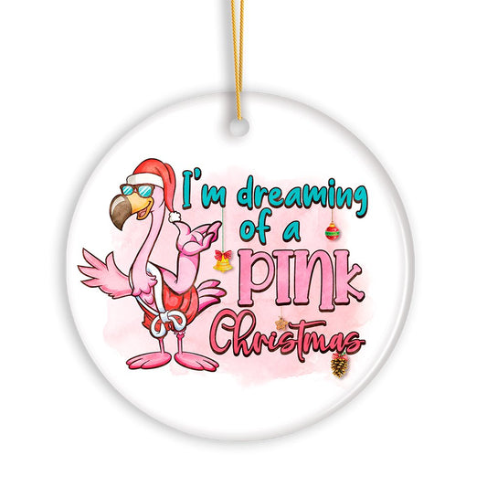 Dreaming of a Pink Christmas Flamingo Ornament, Vacation Theme
