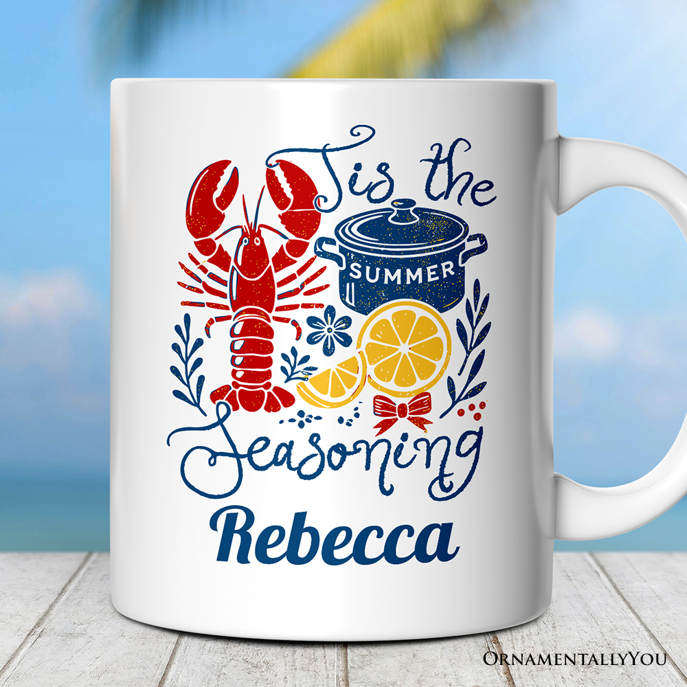 Crawfish Boil Season Summer Personalized Mug, Seafood Funny Retro Gift with Custom Name