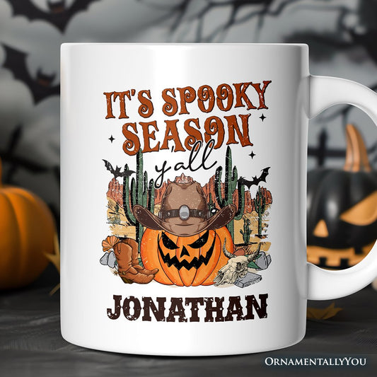It's Spooky Season Y'all Personalized Mug, Funny Western Halloween Gift with Custom Name