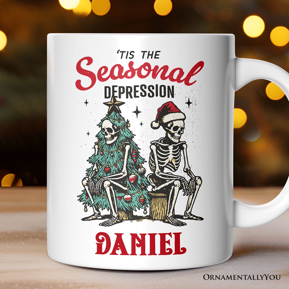 Tis the Seasonal Depression Personalized Mug, Dark Humor Christmas Gift with Custom Name