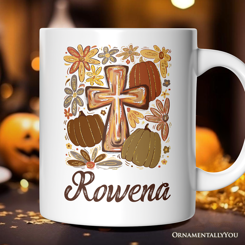 Fall Blessings Personalized Mug, Autumn Christian Faith Gift with Custom Name