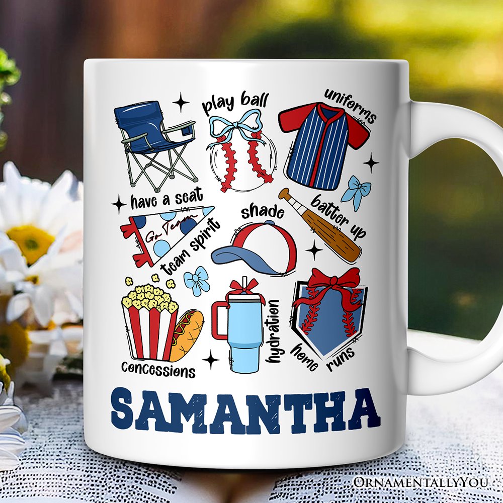 Retro Game Day Baseball Personalized Mug, Sports Lover Gift with Custom Name
