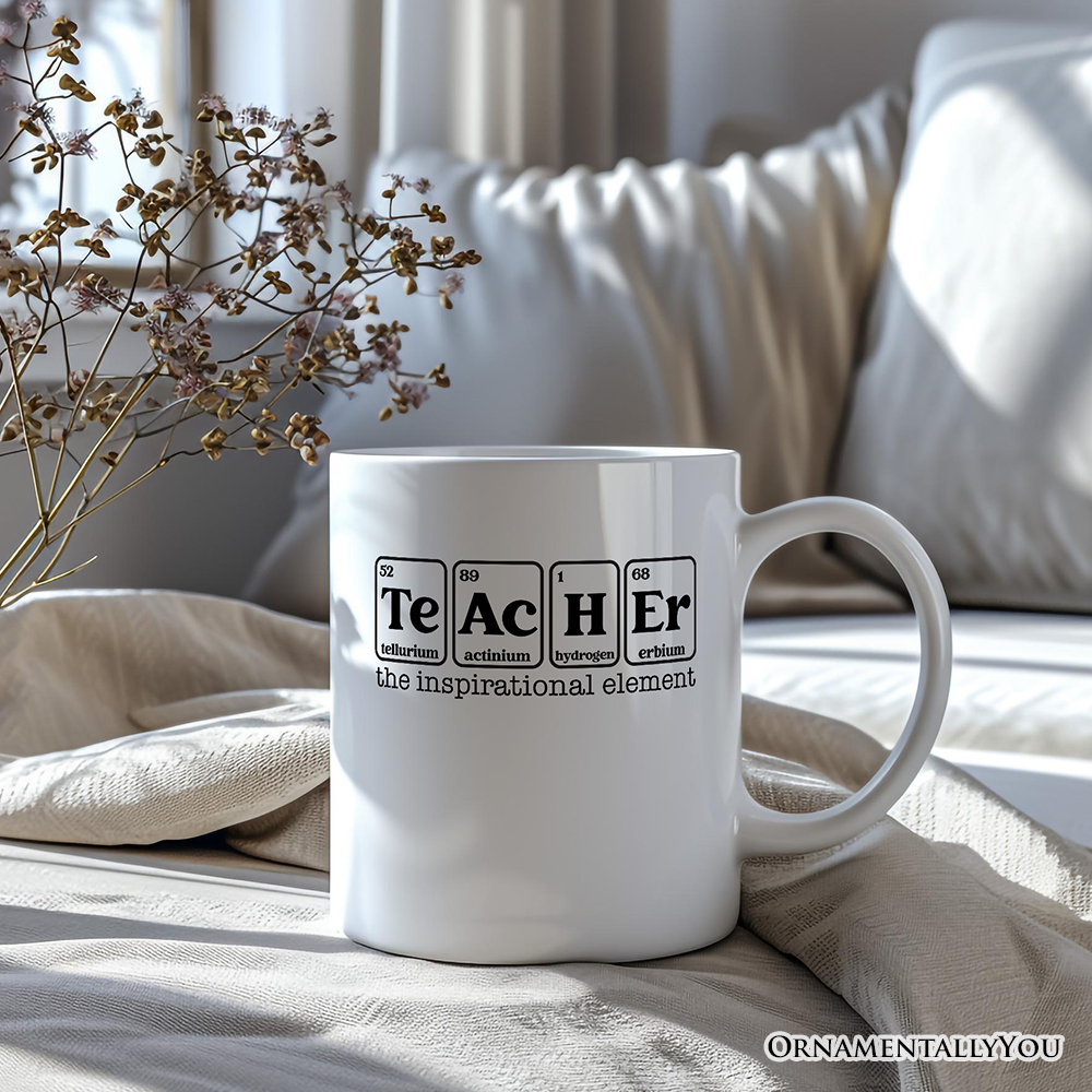 Teacher The Inspirational Element Personalized Mug, Periodic Table Appreciation Gift with Custom Name