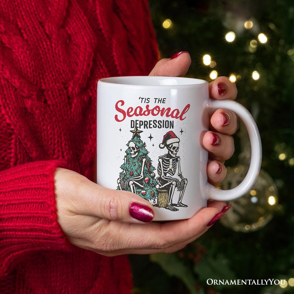 Tis the Seasonal Depression Personalized Mug, Dark Humor Christmas Gift with Custom Name