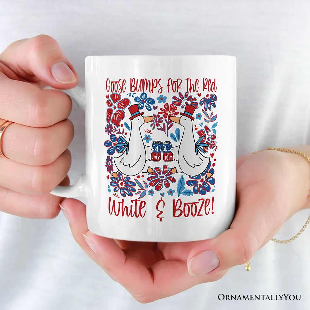 Goose Bumps for the Red, White & Booze Personalized Mug, Funny 4th of July Gift with Custom Name