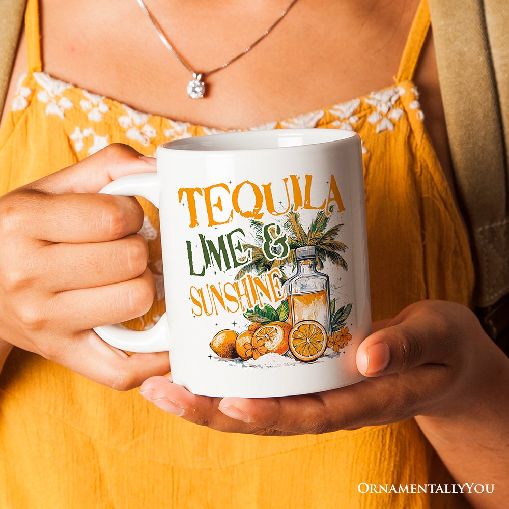 Tequila Lime & Sunshine Personalized Mug, Tropical Summer Gift with Custom Name