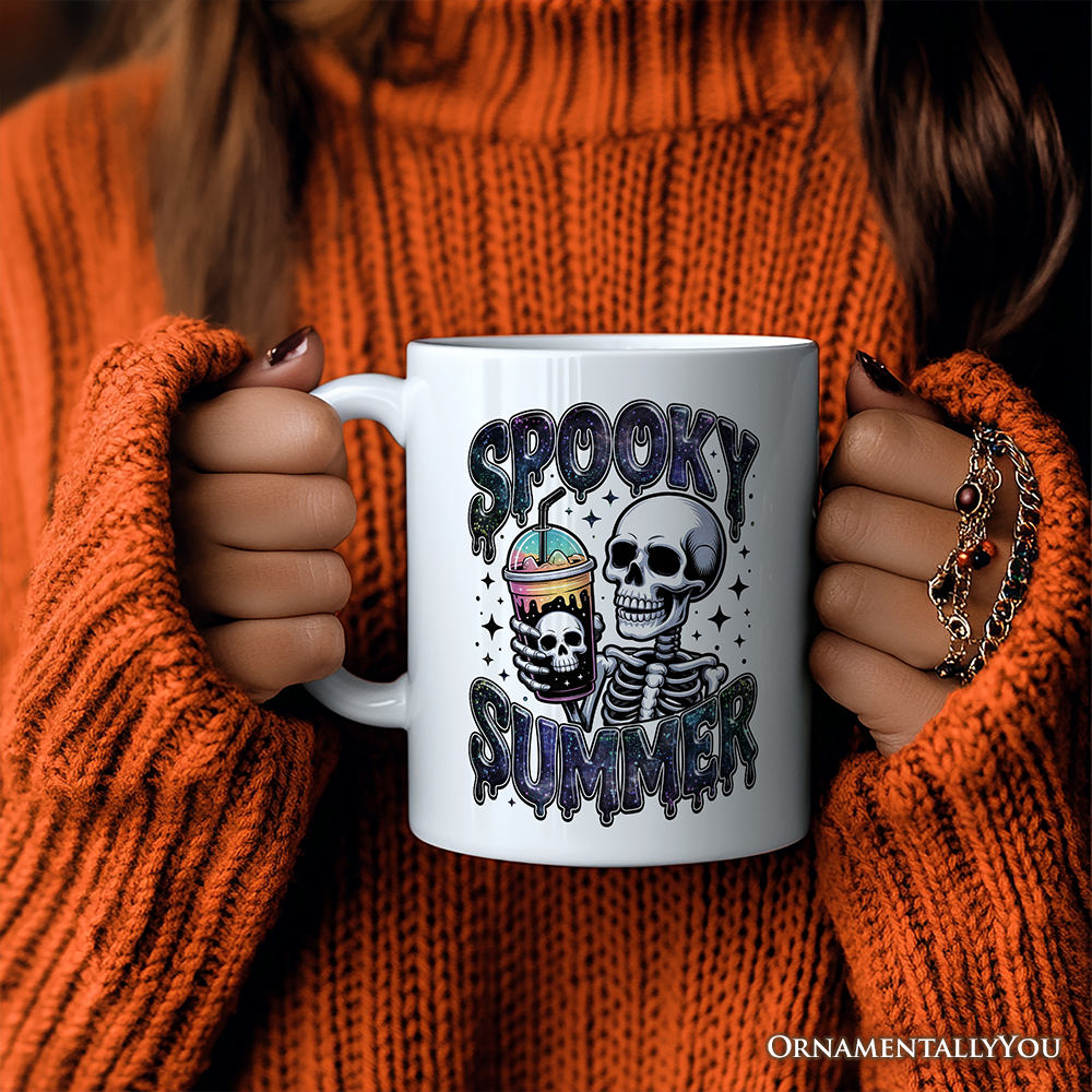 Spooky Summer Skeleton Personalized Mug, Snarky Halloween Coffee Gift with Custom Name