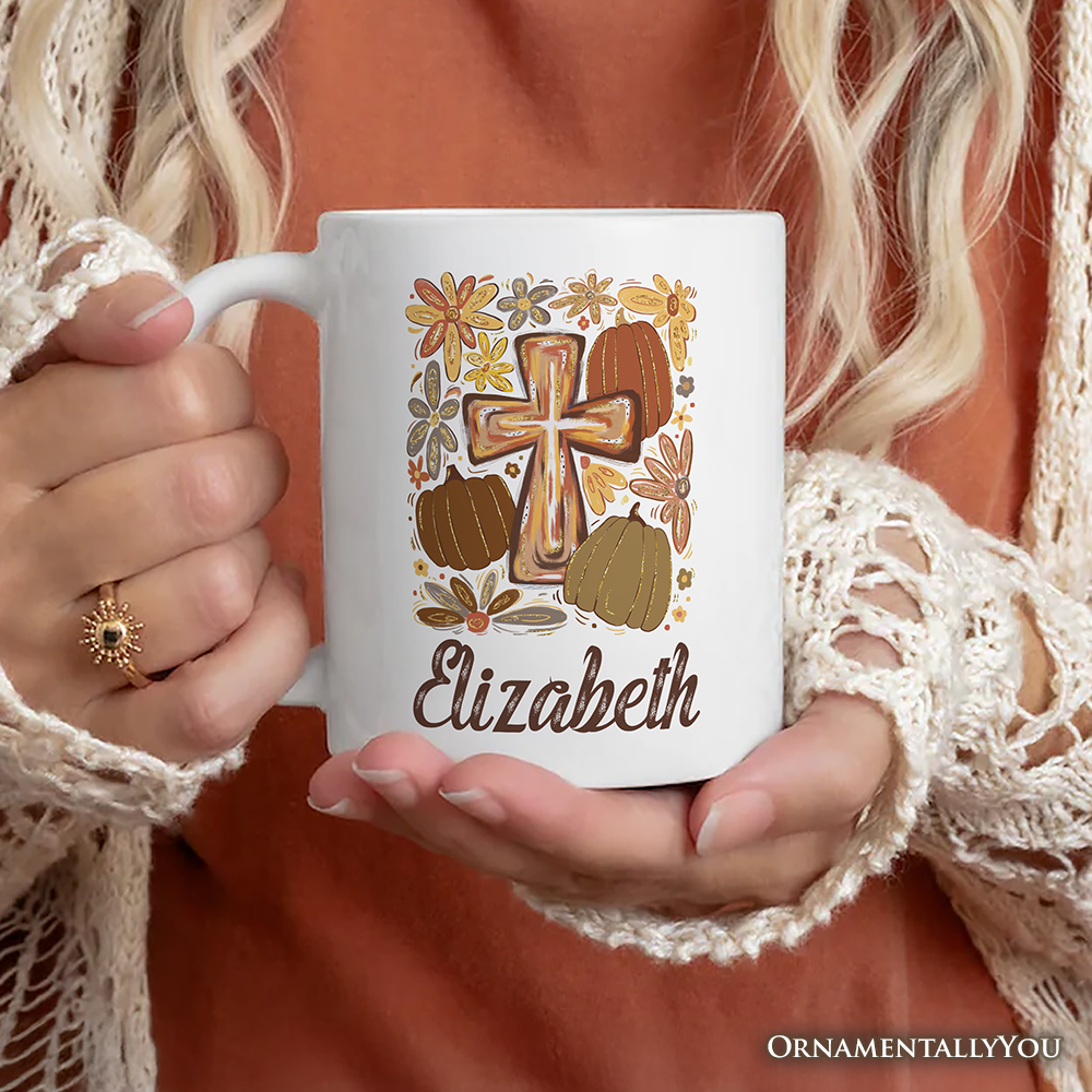 Fall Blessings Personalized Mug, Autumn Christian Faith Gift with Custom Name