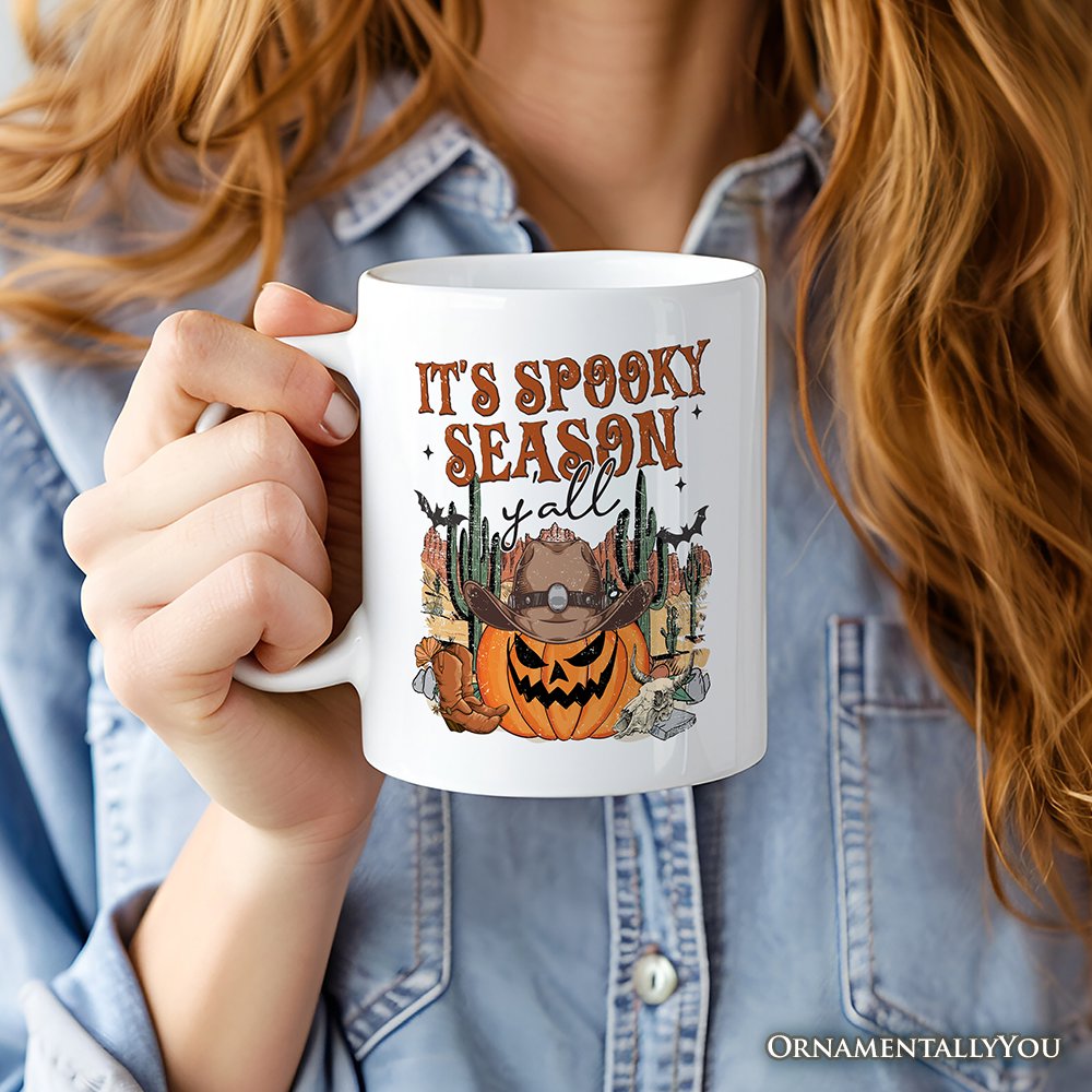 It's Spooky Season Y'all Personalized Mug, Funny Western Halloween Gift with Custom Name