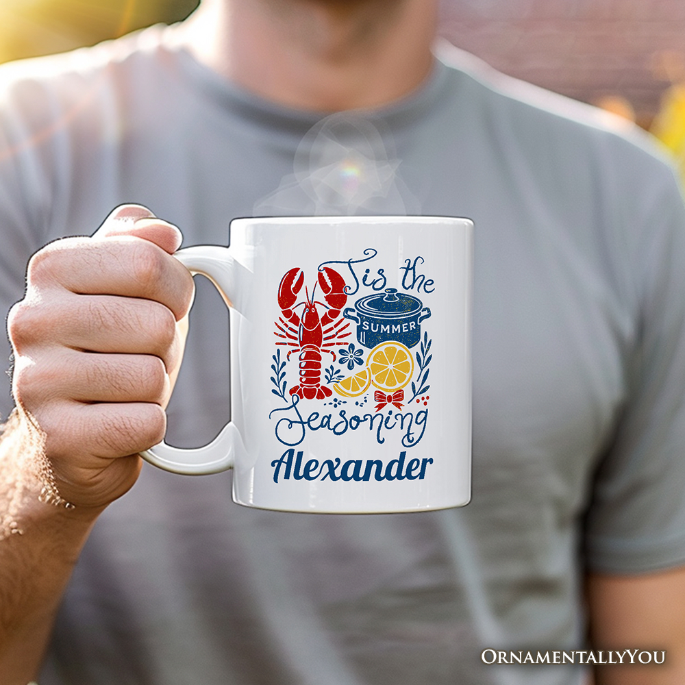 Crawfish Boil Season Summer Personalized Mug, Seafood Funny Retro Gift with Custom Name