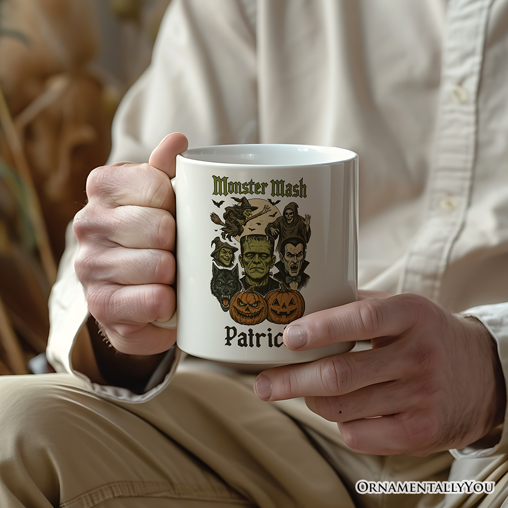 Monster Mash Classic Personalized Mug, Halloween Spooky Monsters Gift with Custom Name
