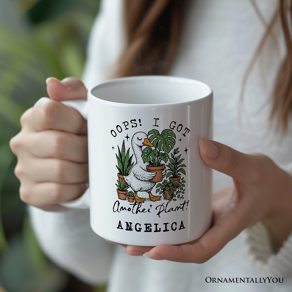 Oops I Got Another Plant Goose Personalized Mug, Sarcastic Gardening Humor Gift with Custom Name