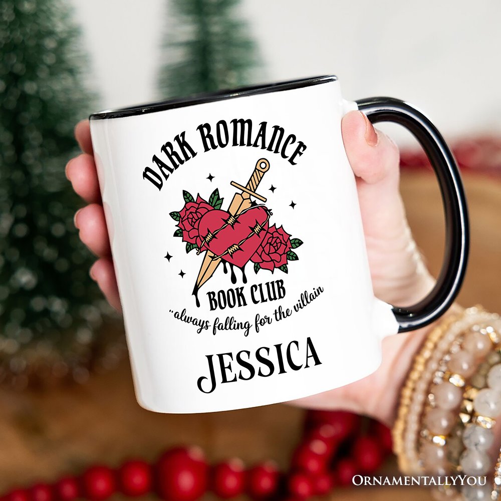 Dark Romance Book Club Personalized Mug, Vintage Gothic Romantasy Bookish Gift with Custom Name