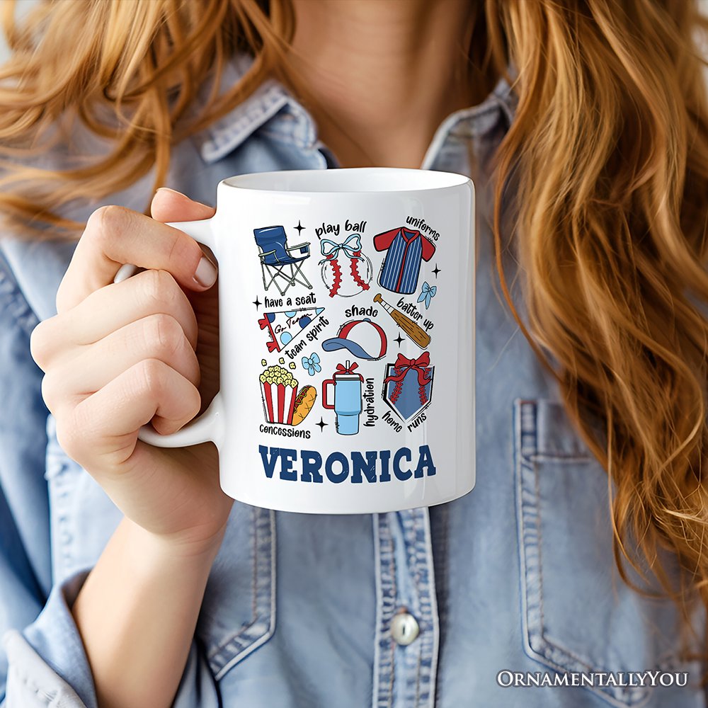 Retro Game Day Baseball Personalized Mug, Sports Lover Gift with Custom Name