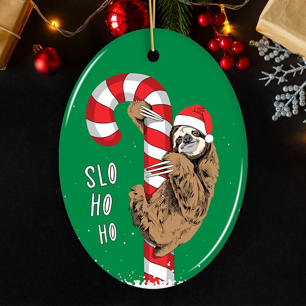 Cute Sloth Christmas Ornament, Slo Ho Ho