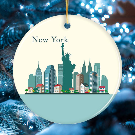 New York City Ornament, Minimalist NYC Christmas Decoration