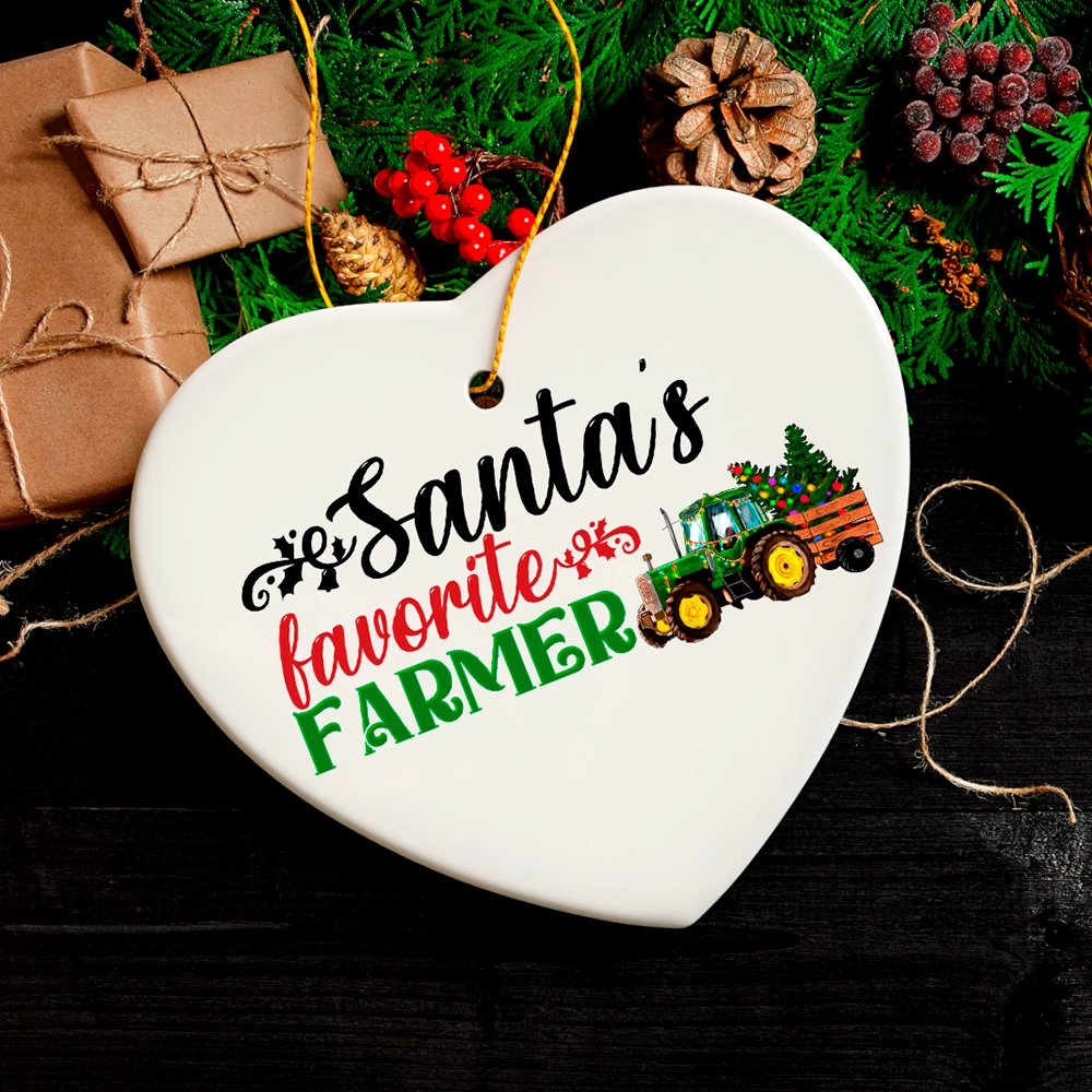 Santa’s Favorite Farmer Christmas Ornament, Farm Themed Gift