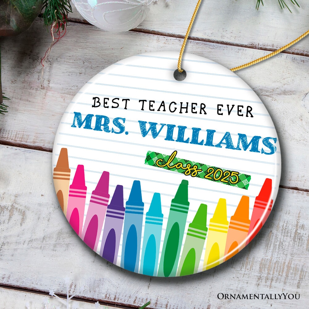 Best Teacher Ever Personalized Gift, Christmas Ornament with School Theme