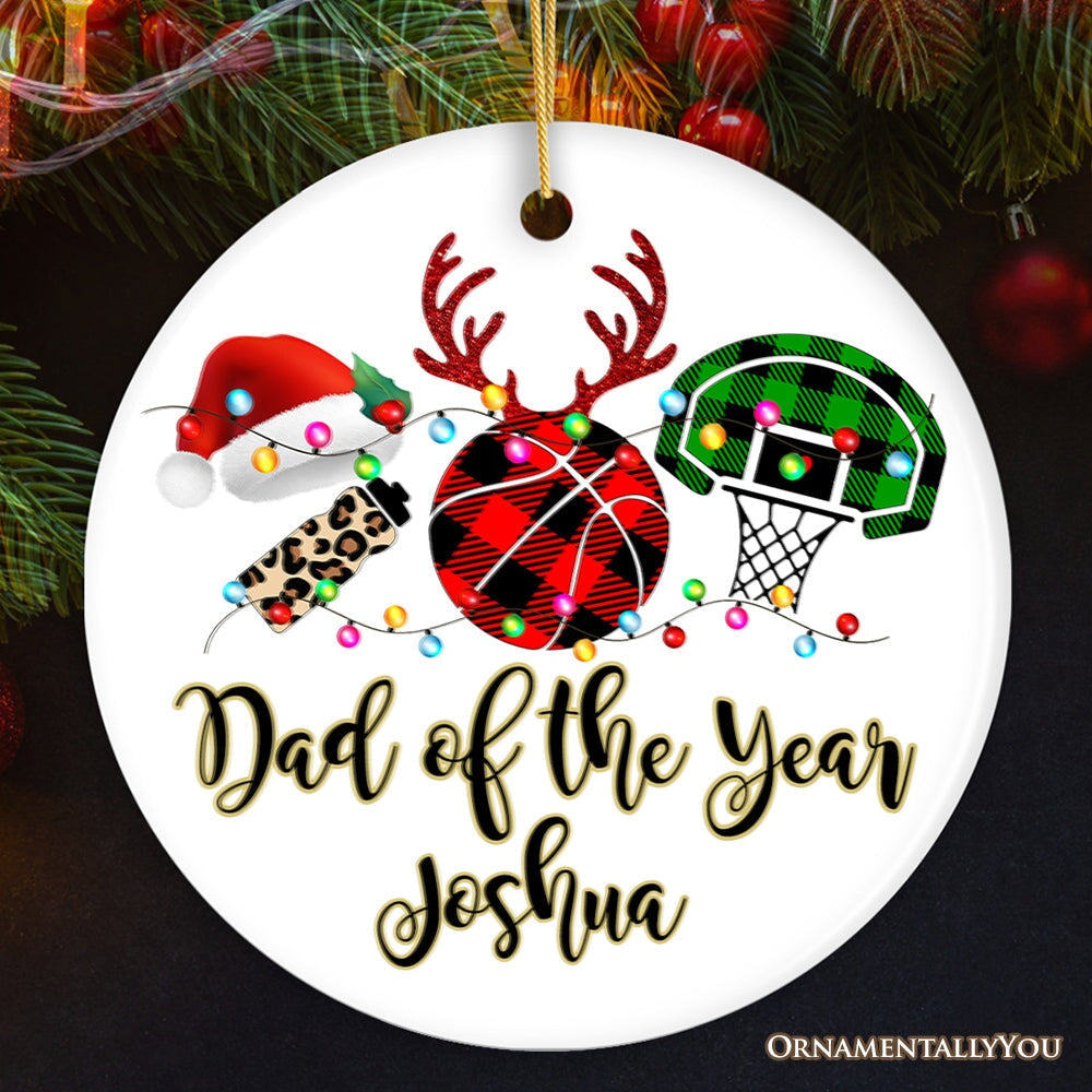 Personalized Basketball Buffalo Plaid Leopard Merry Christmas Ornament, Team and Coaches Gift