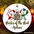 Personalized BBQ Buffalo Plaid Leopard Merry Christmas Ornament, Barbecue Gift
