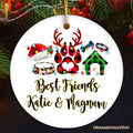 Personalized Dog Buffalo Plaid Leopard Merry Christmas Ornament, Dog Mom Gift