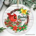 Personalized Cardinal Christmas Ornament with Name and Year, Ceramic Family Gift