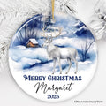Winter Wonderland White Deer Personalized Ornament, Majestic Christmas Gift