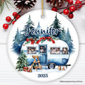 Camping Personalized Ornament, Enchanted Frost Winter Christmas Gift With Custom Name and Date
