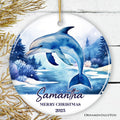 Dolphin Personalized Ornament, Festive Christmas Gift With Custom Name and Date