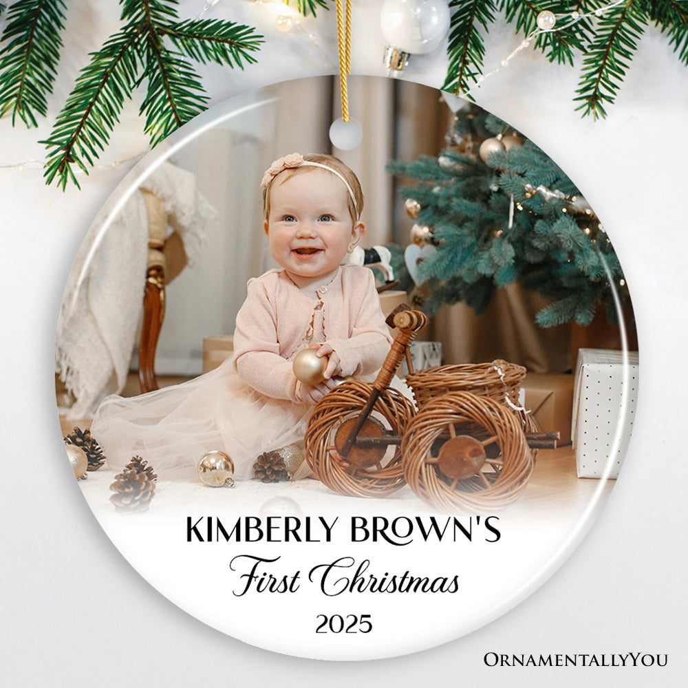 Personalized Family Photo Christmas Ornament, Keepsake Gift with Any Custom Text and Picture
