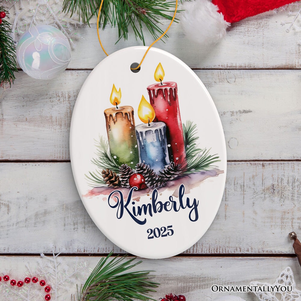 Candlelit Magic Enchanting Personalized Christmas Ornament, Cozy Holiday Glow