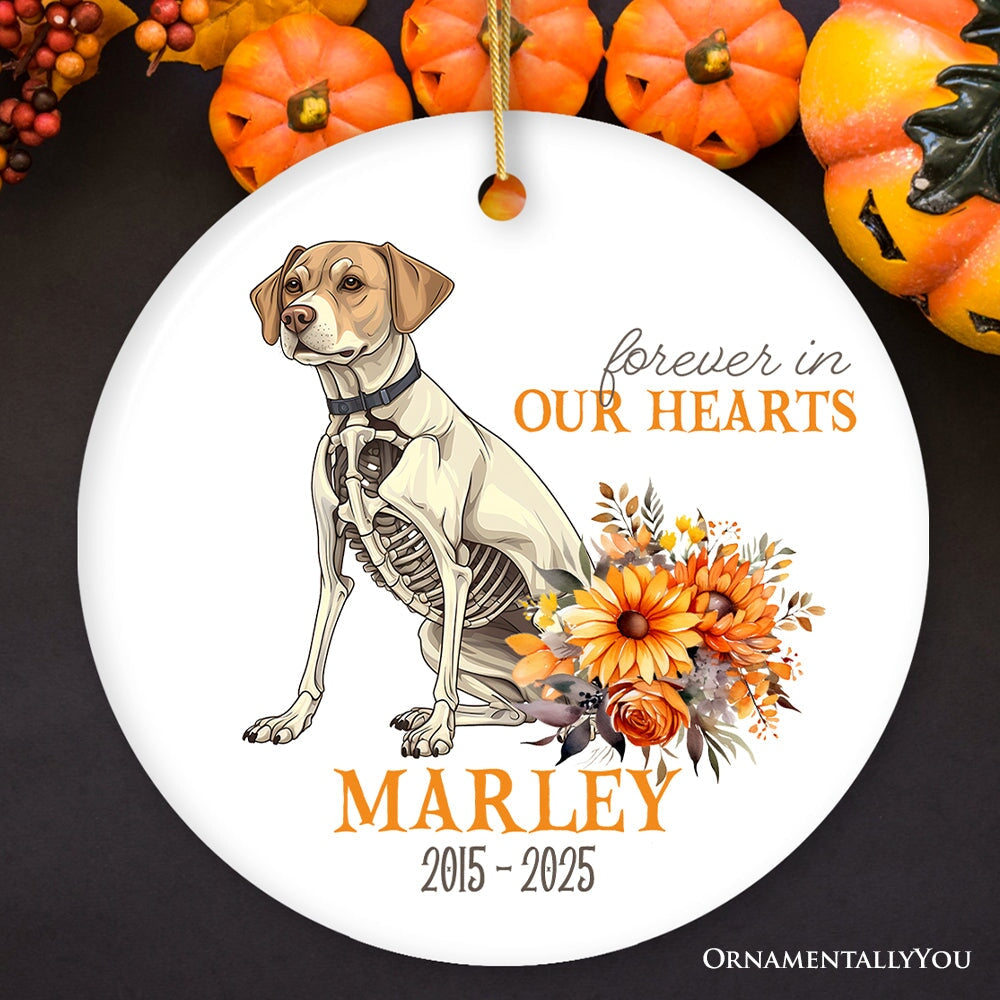 Thoughtful & Personalized Pet Memorial Keepsake Ornament, Forever in Our Hearts Skeleton Dog Custom Gift
