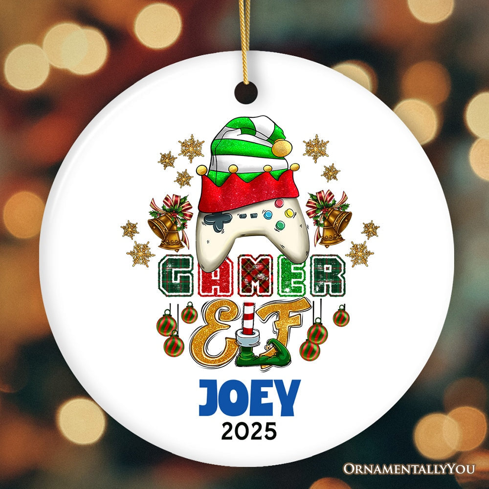 Playful Personalized Video Games Gamer Elf Gift, Customized Christmas Gaming Ornament