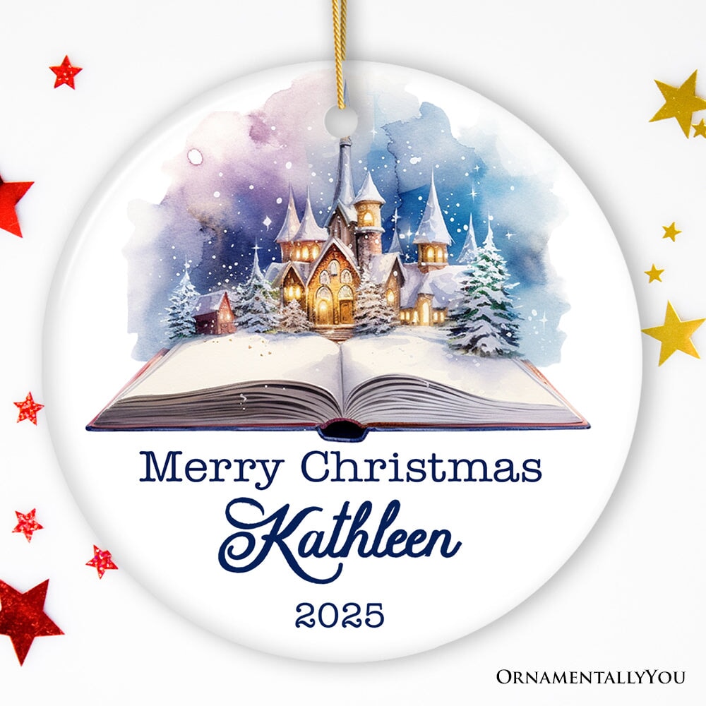 Magical Christmas Story Book, Watercolor Personalized Ornament