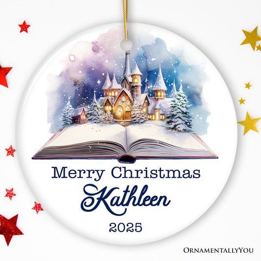 Magical Christmas Story Book, Watercolor Personalized Ornament