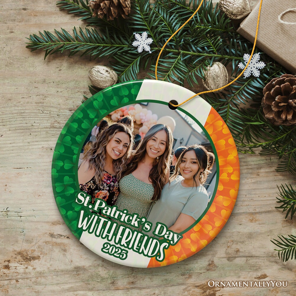 Personalized Photo Upload St. Patrick’s Ornament, Irish Small Tree Decoration and Gift