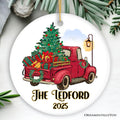 Vintage Red Truck Personalized Ornament, Christmas Keepsake Family Gift