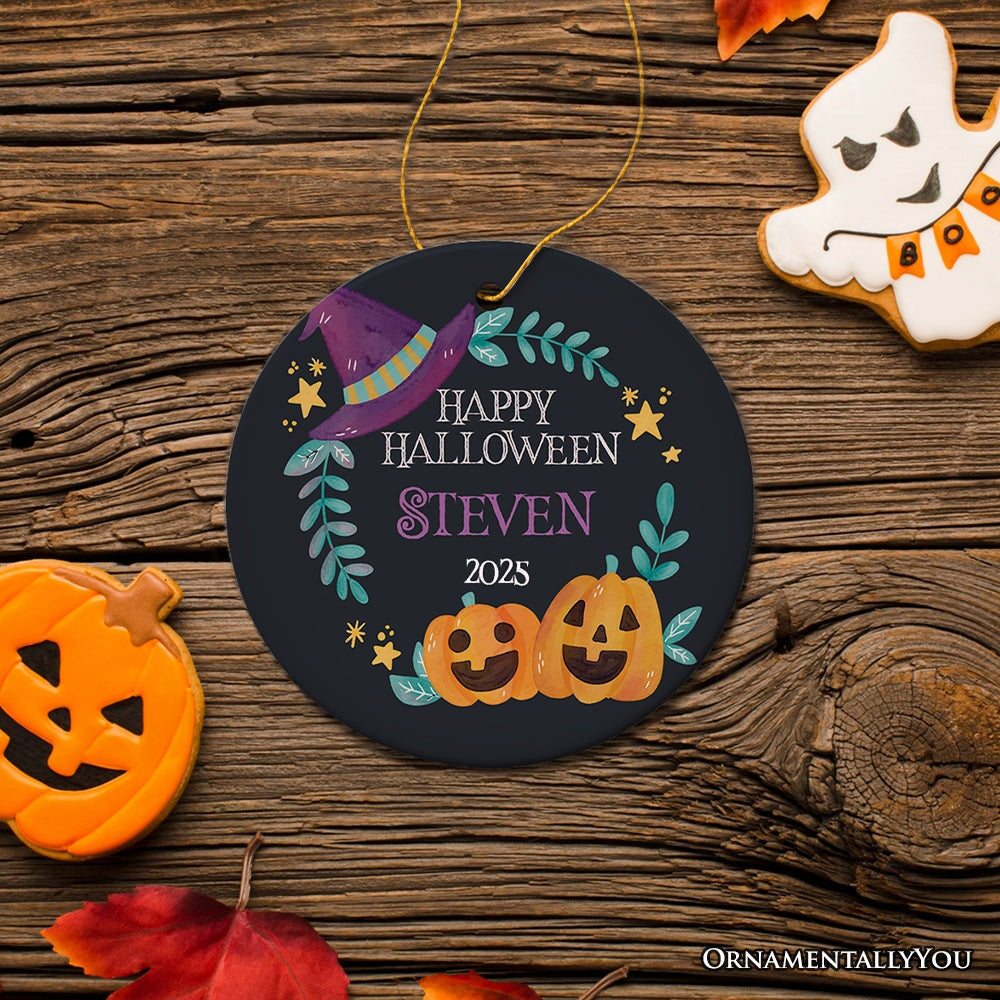 Cute & Colorful Pumpkin Personalized Ornament, Fun Halloween Children Custom Gift