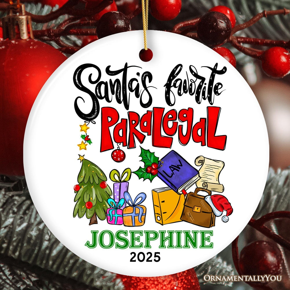 Santa's Favorite Paralegal Custom Christmas Appreciation Ornament, Personalized Legal Support Gift